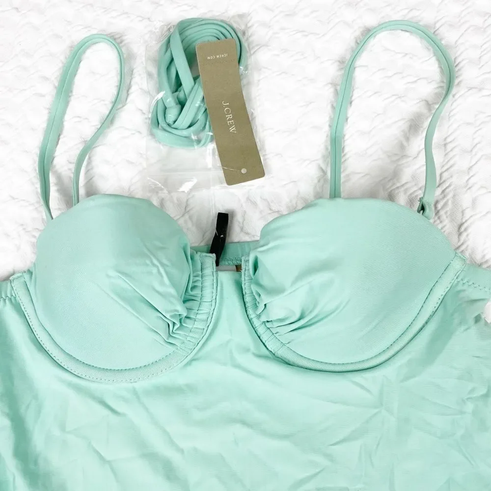 NWT J Crew Swing Tankini Top Aqua size 0